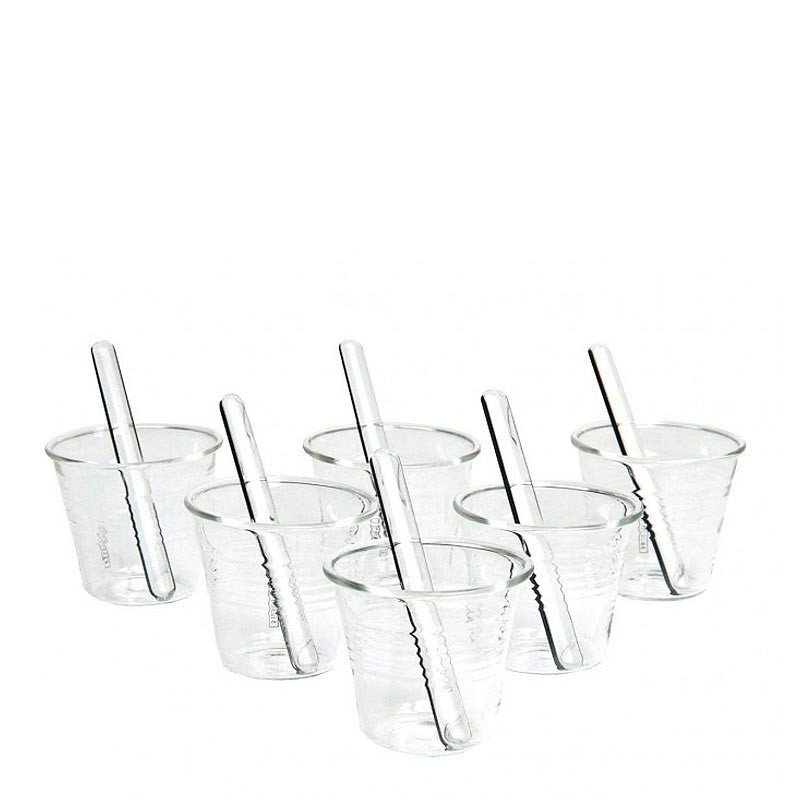 SET 6 VASOS CAFE CRISTAL CON PALETINA