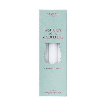 WHITE MADELEINE TAPER CANDLE (BOX OF 6)
