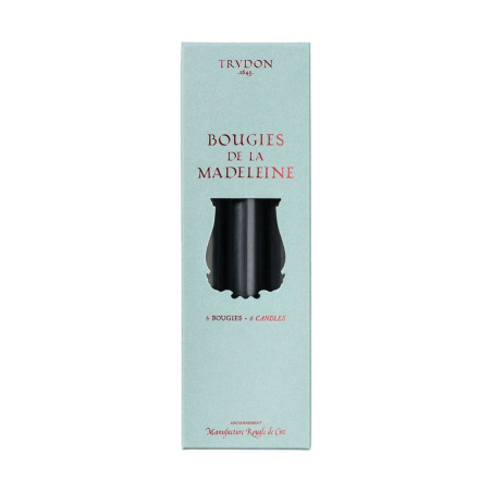 BLACK MADELEINE TAPER CANDLE (BOX OF 6)