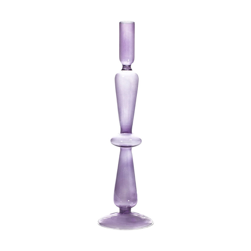 LILAC TAPER HOLDER COLOURED GLASS