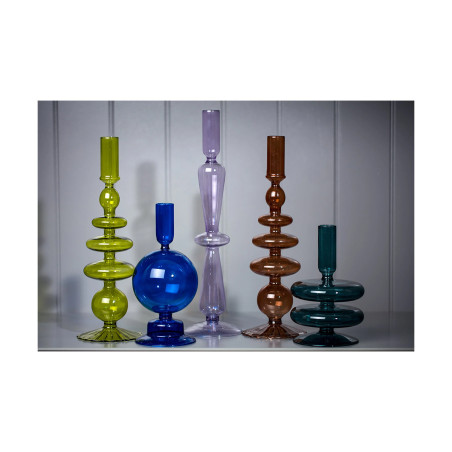 LILAC TAPER HOLDER COLOURED GLASS